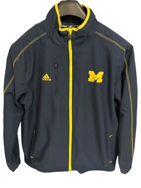 Adidas Michigan Wolverines Full Zip Jacket Size Large Mock Neck Blue